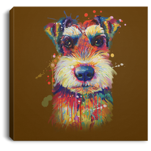 Hand Painted Schnauzer Square Canvas .75in Frame