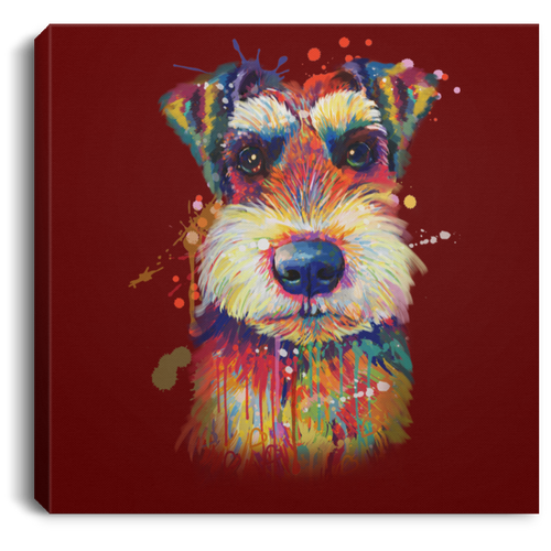 Hand Painted Schnauzer Square Canvas .75in Frame
