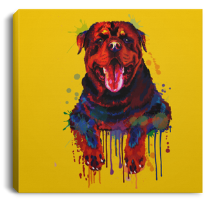 Hand Painted Rottweiler Square Canvas .75in Frame