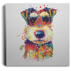 Hand Painted Schnauzer Square Canvas .75in Frame