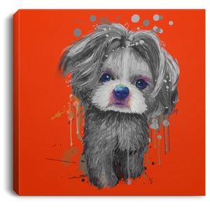 Hand Painted Shih Tzu Square Canvas .75in Frame