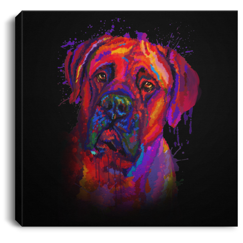 Hand Painted Bullmastiff Square Canvas .75in Frame