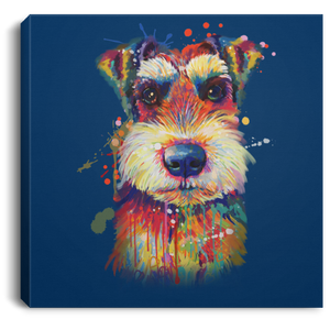 Hand Painted Schnauzer Square Canvas .75in Frame
