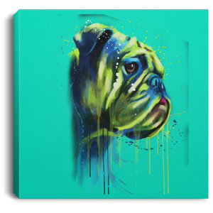 Hand Painted Bull Dog Square Canvas .75in Frame