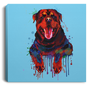 Hand Painted Rottweiler Square Canvas .75in Frame