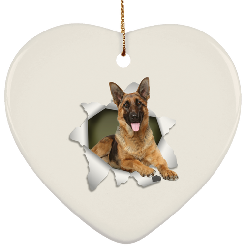 GERMAN SHEPARD 3D Ceramic Heart Ornament