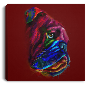 Hand Painted Bull Dog Square Canvas .75in Frame