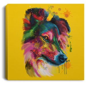 Hand Painted Sheltie Square Canvas .75in Frame