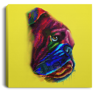 Hand Painted Bull Dog Square Canvas .75in Frame