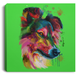 Hand Painted Sheltie Square Canvas .75in Frame