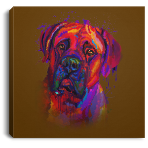 Hand Painted Bullmastiff Square Canvas .75in Frame