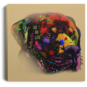 Hand Painted Rottweiler Square Canvas .75in Frame