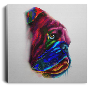 Hand Painted Bull Dog Square Canvas .75in Frame
