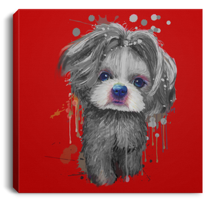 Hand Painted Shih Tzu Square Canvas .75in Frame