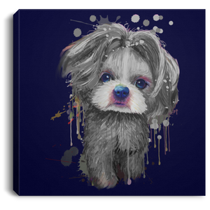 Hand Painted Shih Tzu Square Canvas .75in Frame