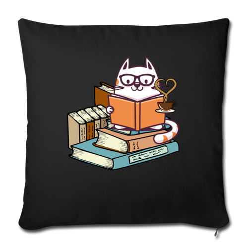 Kittens Cats tea and books Select Throw Pillow Cover 17.5” x 17.5”