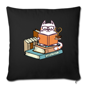 Kittens Cats tea and books Select Throw Pillow Cover 17.5” x 17.5”