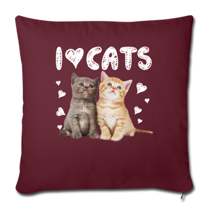 I LOVE CATS Throw Pillow Cover 17.5” x 17.5”